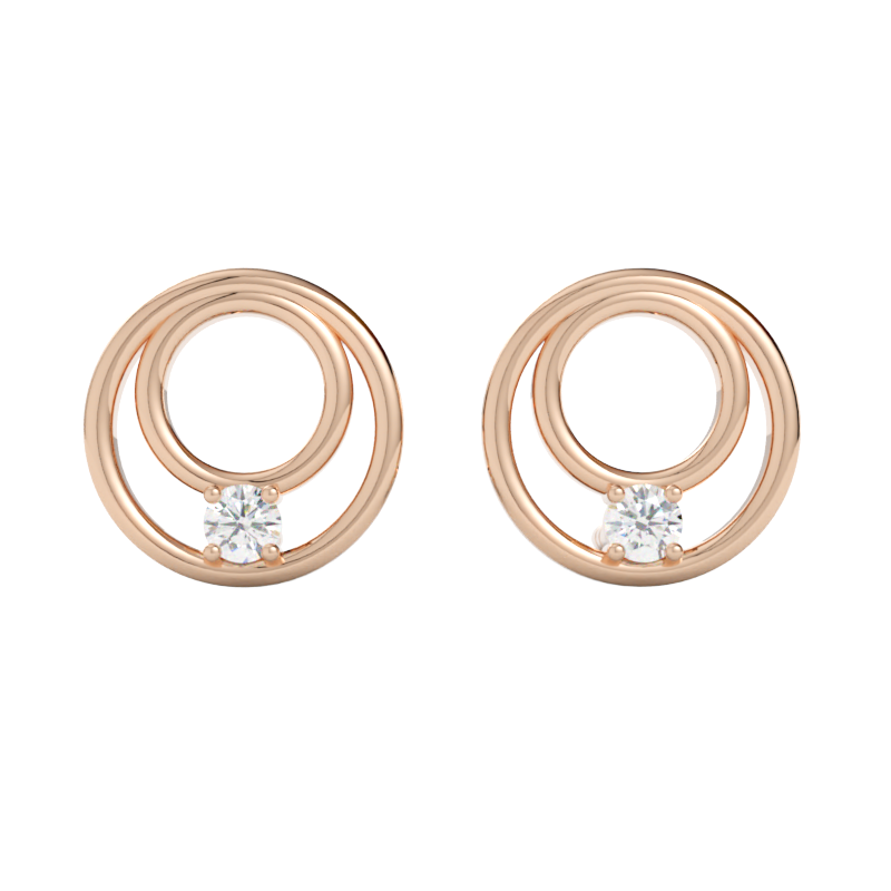 Kolczyki z diamentami Solis – złoto różowe 585 – GOLDPORT